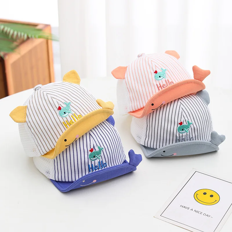 2024 Summer Adjustable Baseball Cap for Boys Girls Cute Cartoon Mesh Hat Soft Brim Breathable Peaked Cap 3-18M