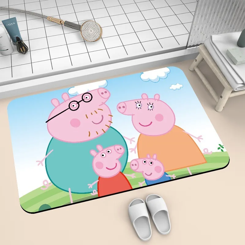 Alfombra de baño de Anime Peppa Pig, felpudo antideslizante para suelo de bañera, ducha, absorbente, para habitación