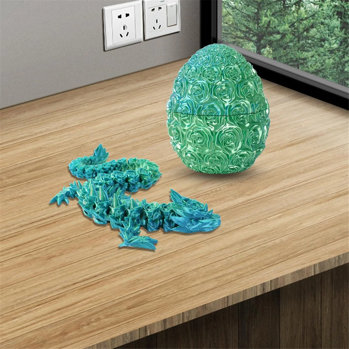 3D Printed Dragon Egg Dragon Egg Toy Fully Articulated Dragon Crystal Dragon Toy Home Office Decoration Easter Egg,A