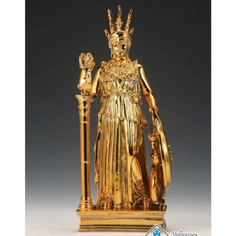 In Stock Amusement Castle Saint Seiya Resin Scene Electroplating Gold Athena 25CM Resin Action Figures Toy Collection Gift