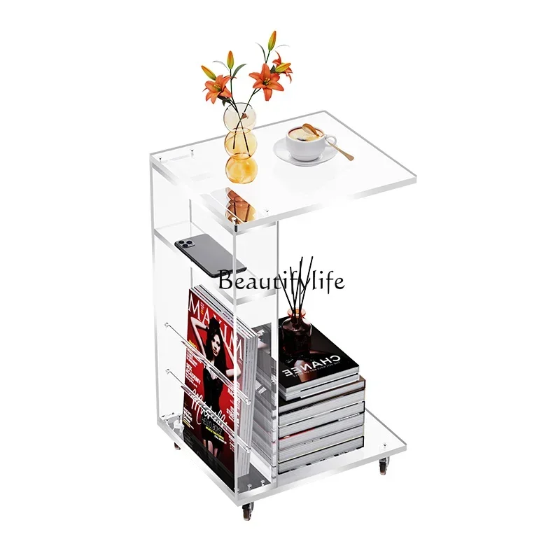

44Acrylic creative sofa side table modern simple small coffee table movable