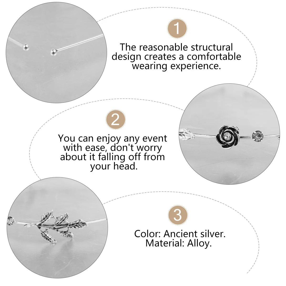 طوق الشعر بتصميم أوراق شجر ريترو يترك طوق الشعر أغطية الرأس الأنيقة للنساء لتزيين حفلات الزفاف والحفلات الراقصة #2