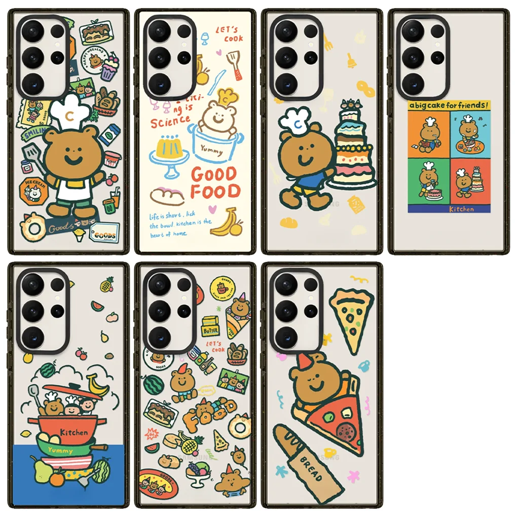 

Cartoon Kitchen Acrylic Black Border Case for Samsung Galaxy S23 S24 S25 Ultra Plus S25+ Cover Protective Shell