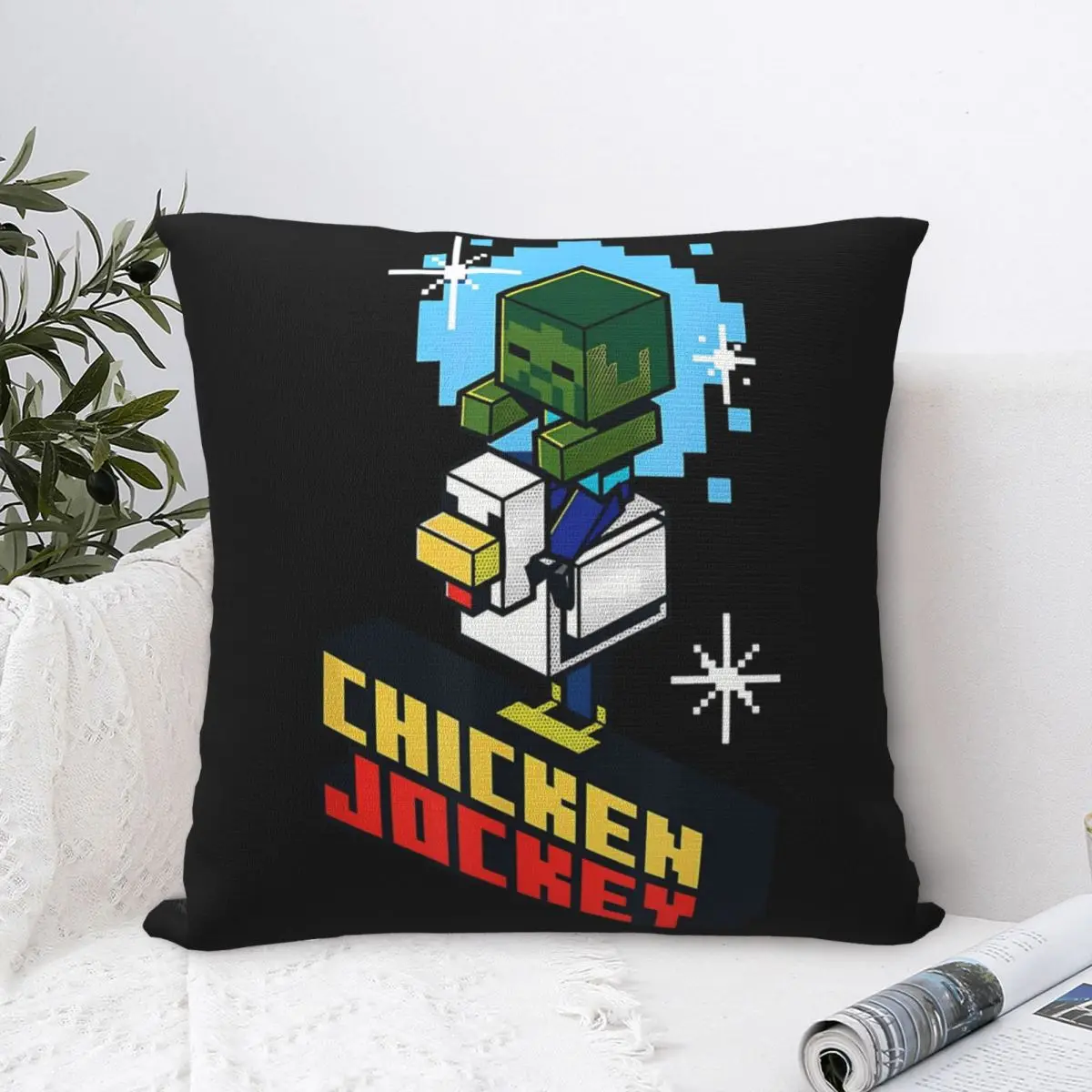 2025 Cute Chicken Jockey Square Pillowcases Couch 8 bit game Cushion Case Funny Decorative Throw Pillow Case 45*45