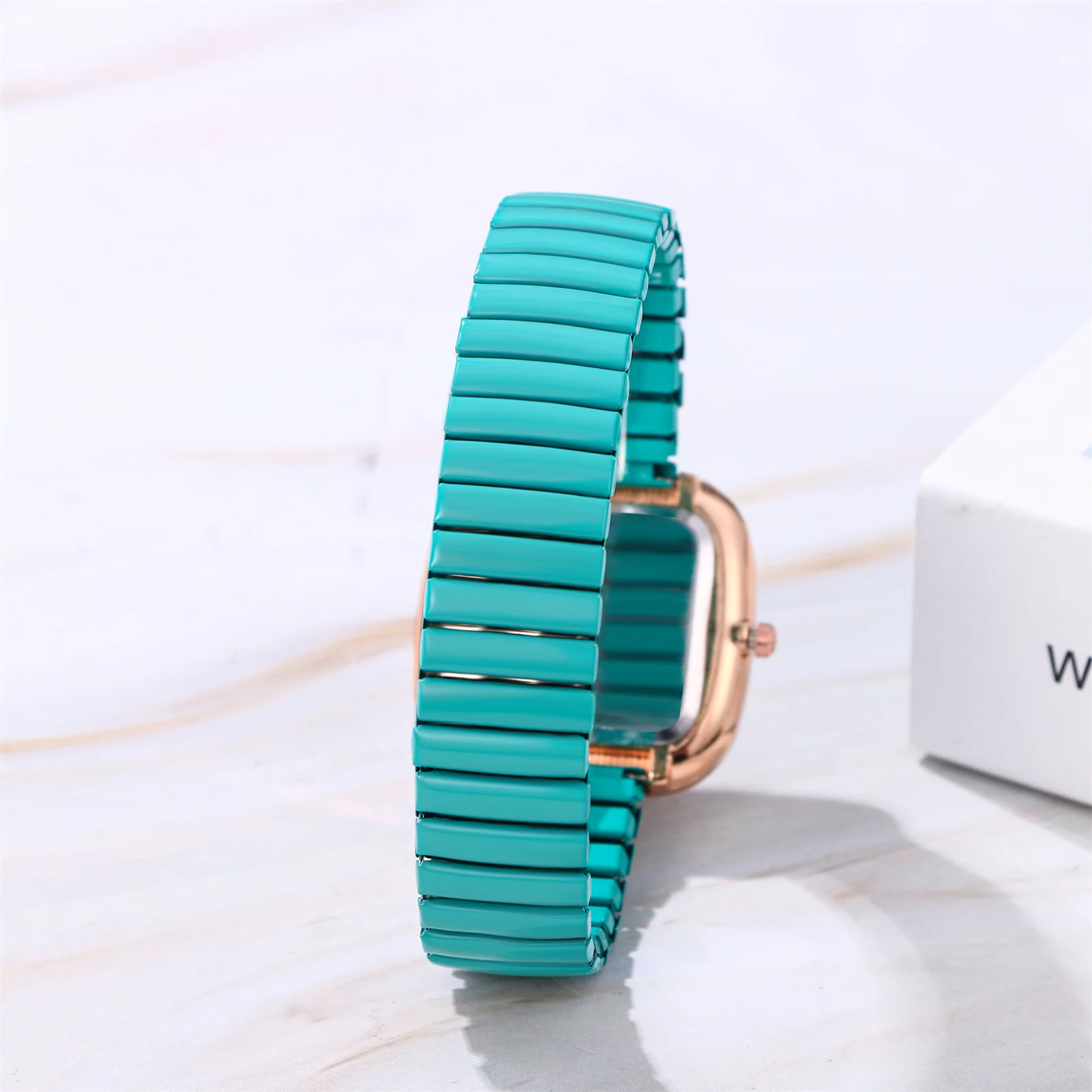 Lancarro orologio elastico con diamante quadrato da donna cinturino in acciaio di precisione quadrante Whirlpool rettangolare orologio da donna delicato impermeabile