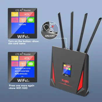 KuWfi 4G LTE router CAT4 300Mbps Wifi router 4G modem s volnou SIM kartou RJ45 WAN LAN externí anténa podpora připojení 10 uživatelů 10 nejlepší prodej 4G LTE router s venkovní anténou - №3