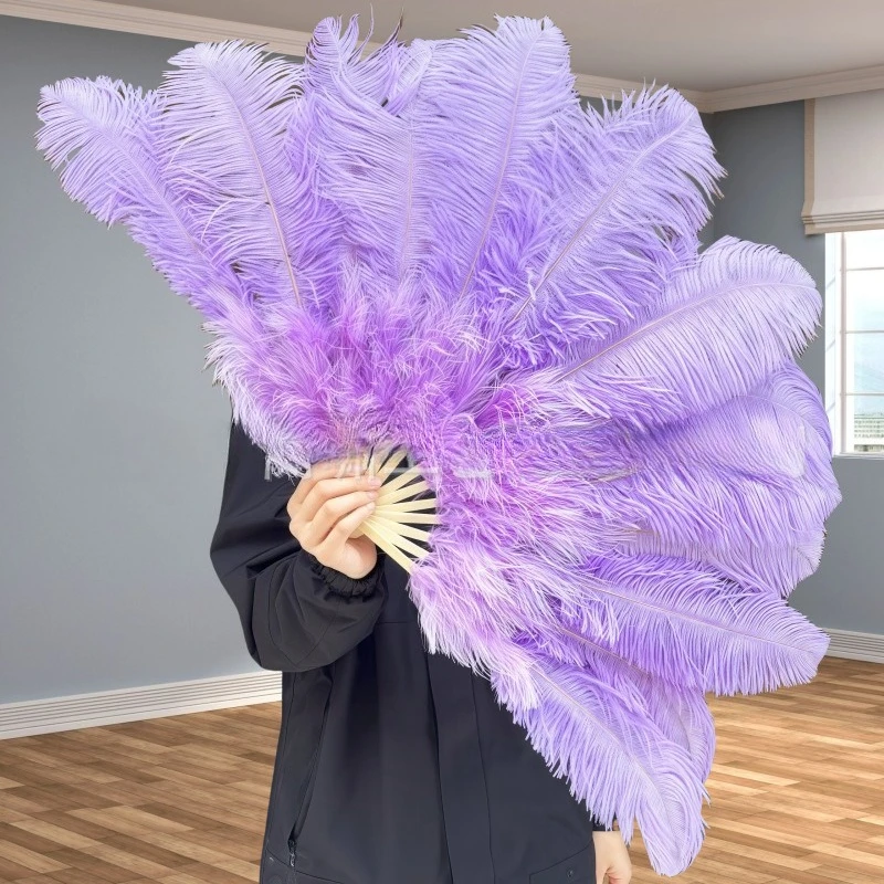 Extra Large Black Ostrich Feather Fans 13 Bone Handheld for Wedding Party Stage Performance Props Craft Plumes Fan 100cm 130cm