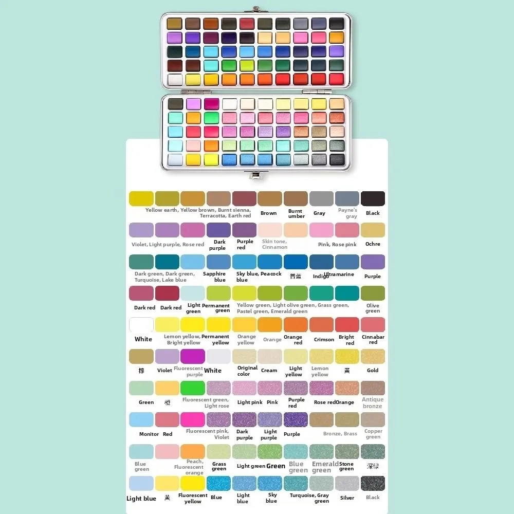 

50/72/90/100/128 Color Solid Watercolor Paint Set Professional Portable Foldable Travel WaterColor with Painting Brush Beginner