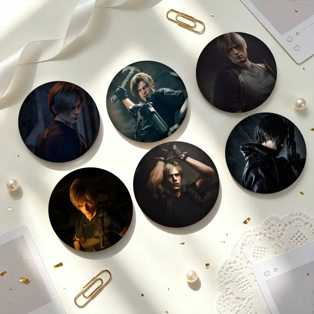 L-Leon S Kennedy Resident Evil  25 32 44 58 75mm Badges Personalized Round Brooches Pins Accessory Gift