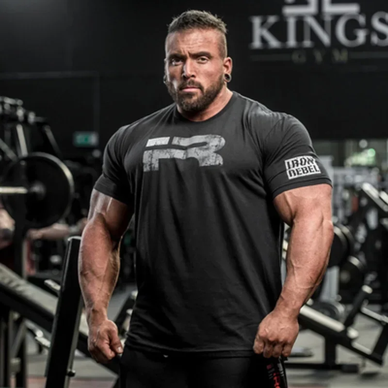 Men\'s Gym Short Sleeve T-Shirt 2024 Cotton Workout Sportswear Bodybuilding 100% Men Clothing Oversized T Shirt Harajuku