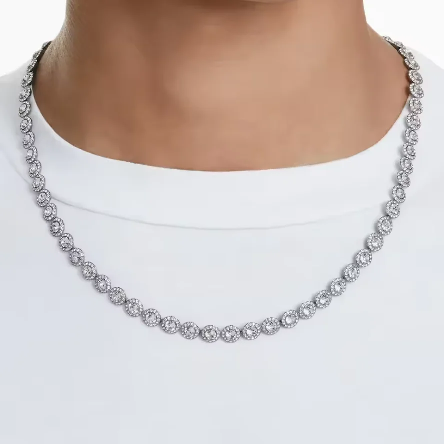 

High Quality Women's Classic Happiness Diamond Round Crystal Necklace Set S925 Silver Gorgeous Una Angelic Series Jewelry Set