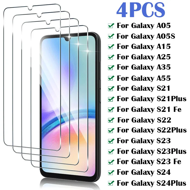 3PCS Tempered Glass For Samsung Galaxy A55 A35 A15 A25 A05 A05S A54 Screen Protector For Samsung S21 S22 S23 Fe S24 Plus Glass