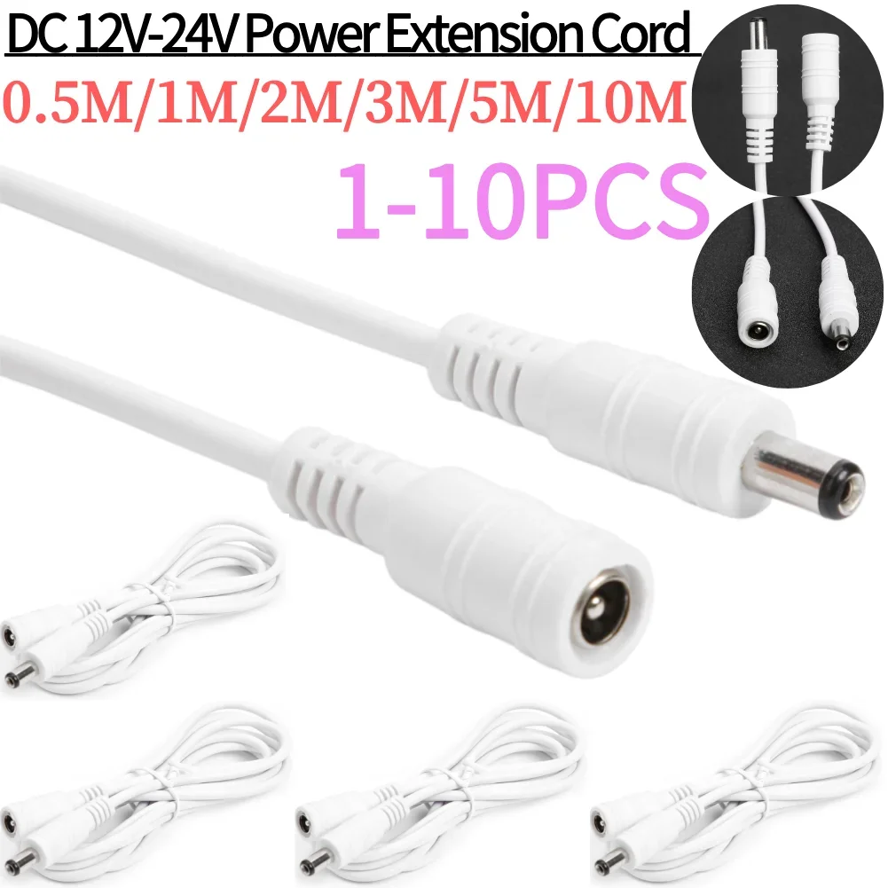 DC 12V-24V Power Extension Cord Cable Lightweight Gadgets Male Female 5.5x2.1mm Easily Carrying Power Adapter Wire