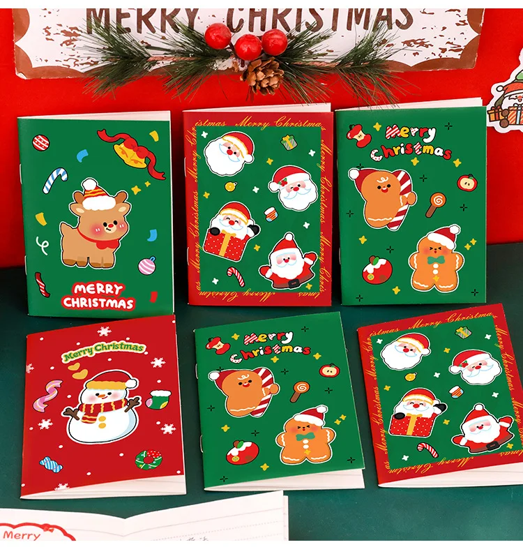 4/12/24 stücke Nette Weihnachten 64k Notebook Student Cartoon Mini Weiche Tasche Schreibwaren Buch – Detail 3