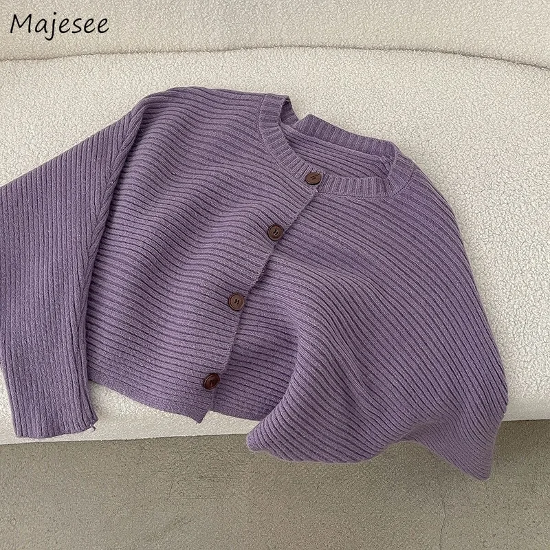 

Cardigan Women Daily Korean Fashion Sweet Gentle Girls Loose Fit Cropped Outerwear Autumn All-match Classic Cozy Knitted Sweater