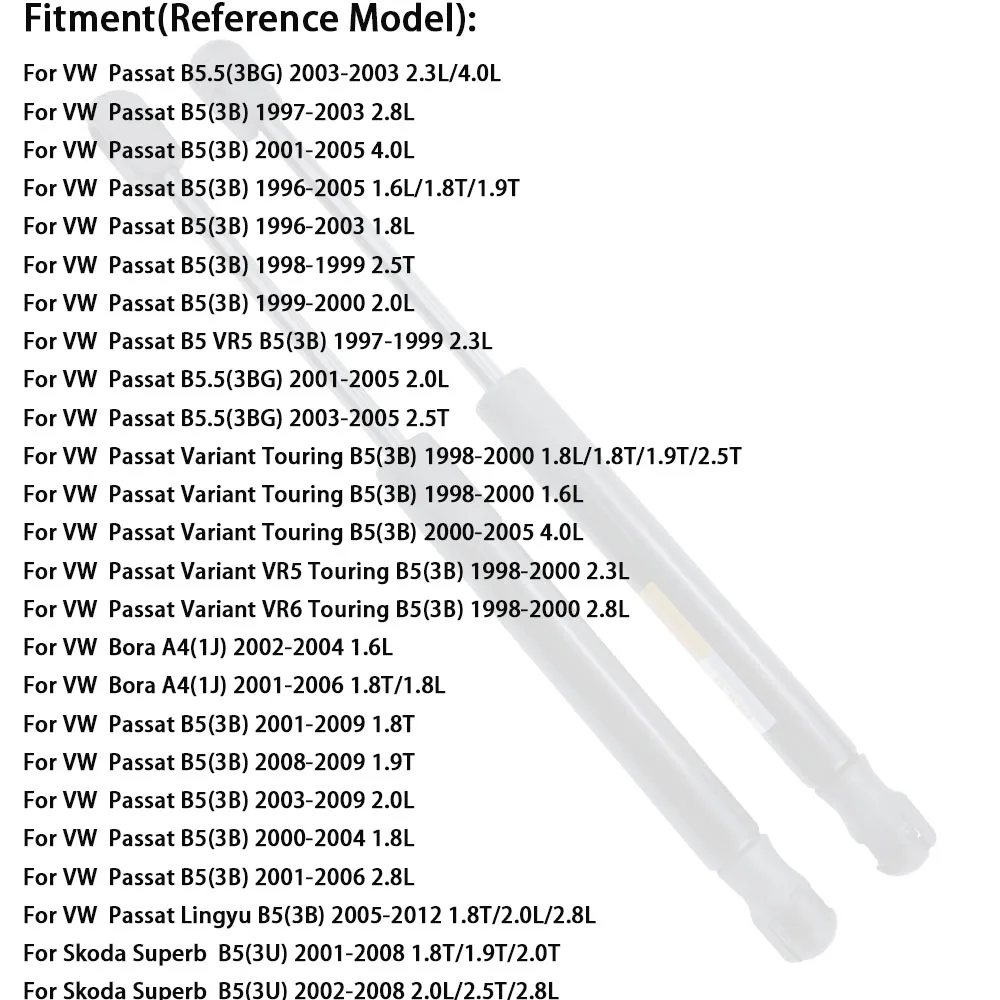 2 قطعة دعامة زنبركية للغاز الخلفي لسيارة VW Passat B5 Bora A4 سكودا سوبيرب 2001-2008 3B5827550E ملحقات قضبان رفع الباب الخلفي