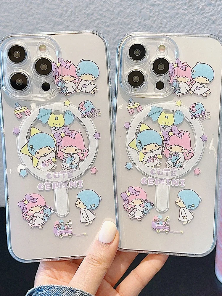 Sanrio LittleTwinStars Magsafe Magnetic Phone Case for Samsung Galaxy S24 S23 S22 S21 S20 FE Plus Ultra 5G Soft Clear Tpu Cover