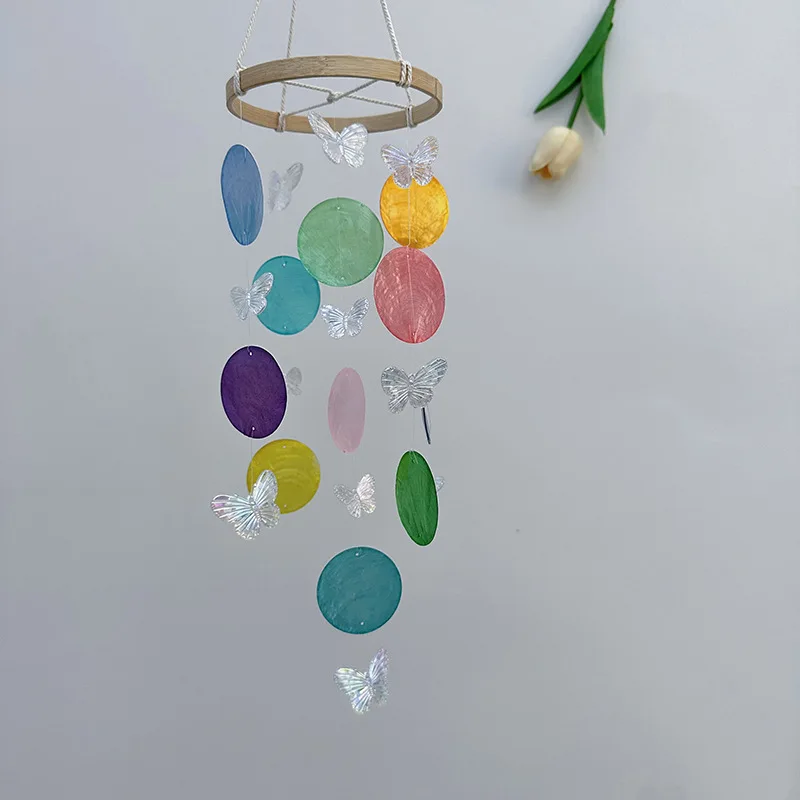 Butterfly Seashell Wind Chimes DIY Hanging Dream Catchers for Kids Room Nursery Garden Outdoor Indoor Home Bedroom Decor