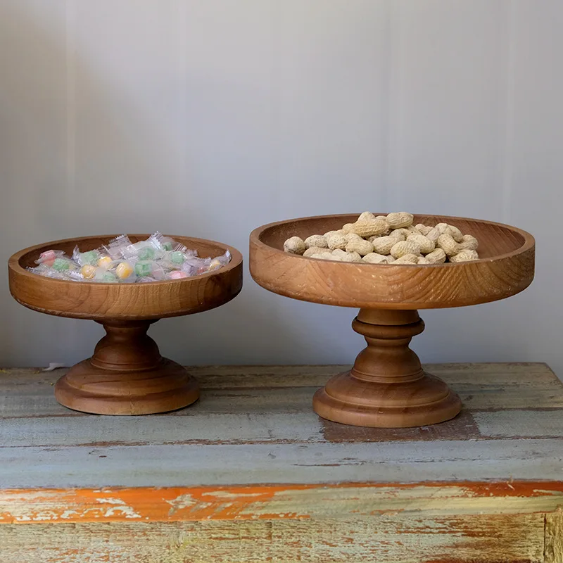 Wood Cake Display Stand Vintage Dessert Table Tray Pastry Serving Platter for Afternoon Tea Cold Buffet Party Decor