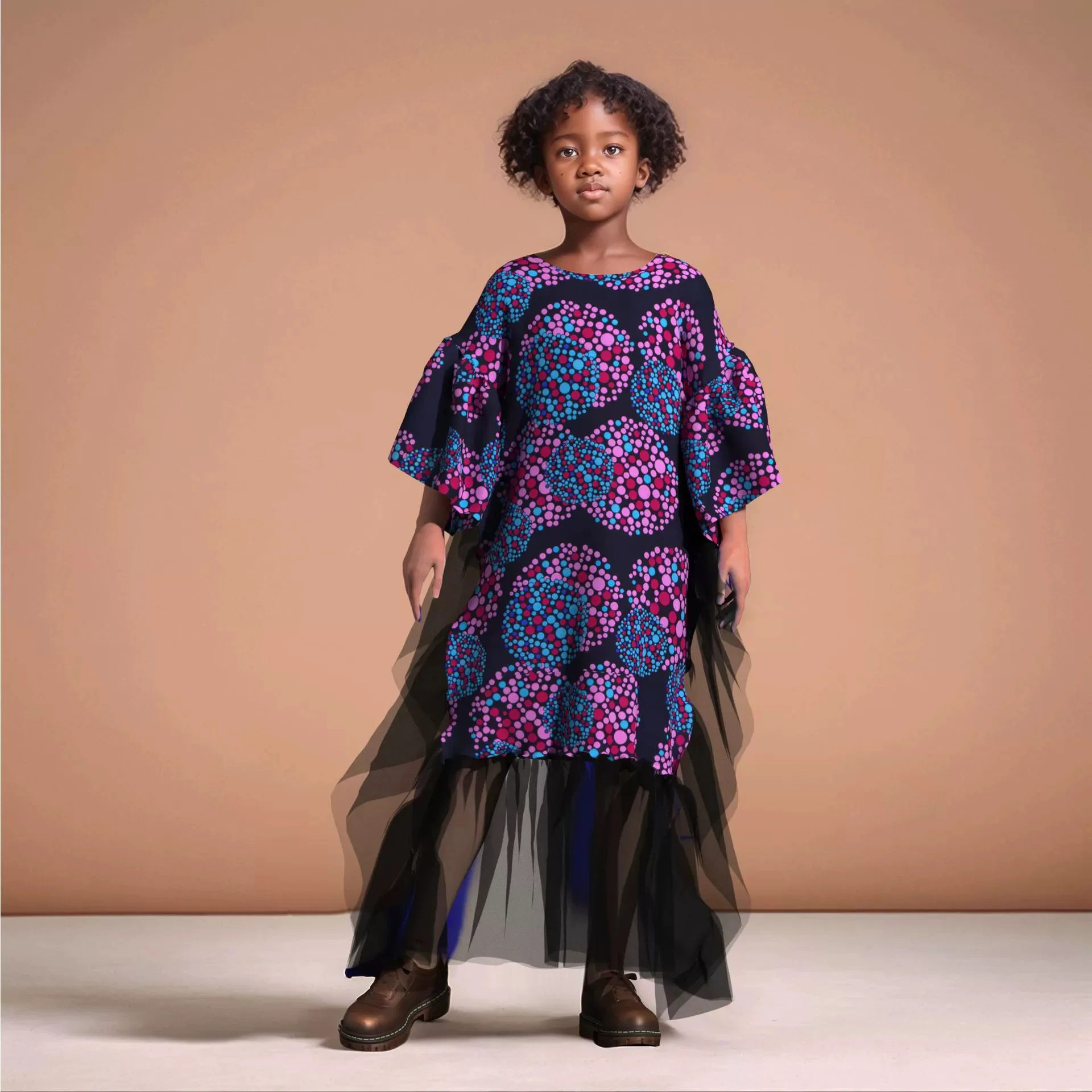 Платье для девочек с принтом африканского этнического батика, новинка 2025 года — юбка с цветочным узором из хлопчатобумажной ткани — длинное платье — светлая форма для вечеринки/дня рождения