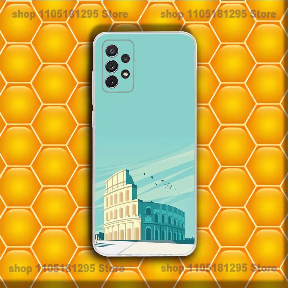 Italy Rome City Travel Phone Case For Samsung S30,23,21,22,20 FE lite,S10,9,PIus Note20ultra Soft Transparent