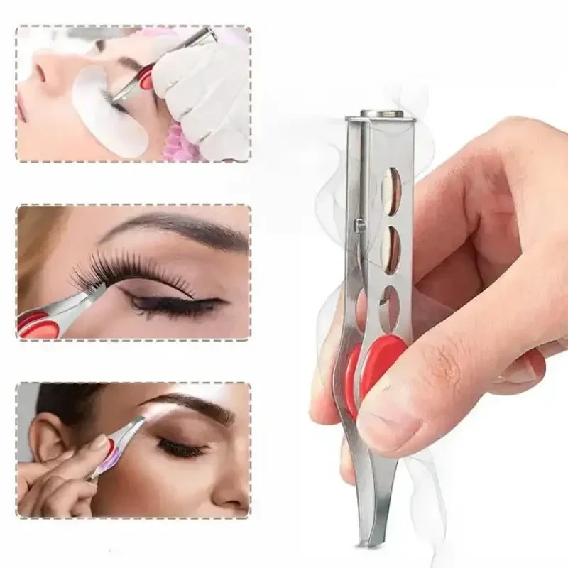 【Hot sales】LED-Illuminated Portable Stainless Steel Eyebrow Tweezer for Precise Hair Removal and Makeup Application