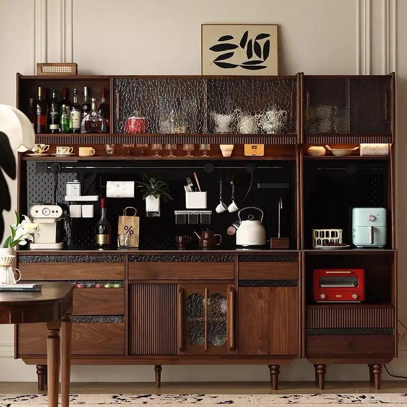 Solid wood Nordic side storage cabinet, sintered stone integrated living room, wall-mounted kitchen, household wine cabinet