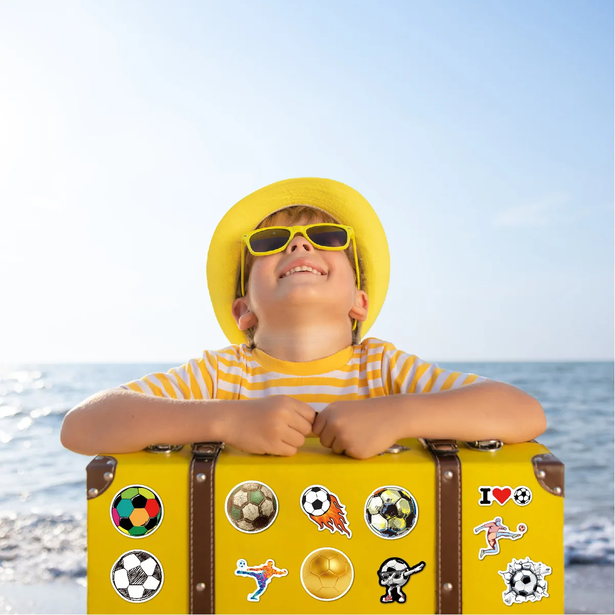 Football Stickers 50Pcs Multiple Designs PVC Waterproof Outdoor Sport Decoration
