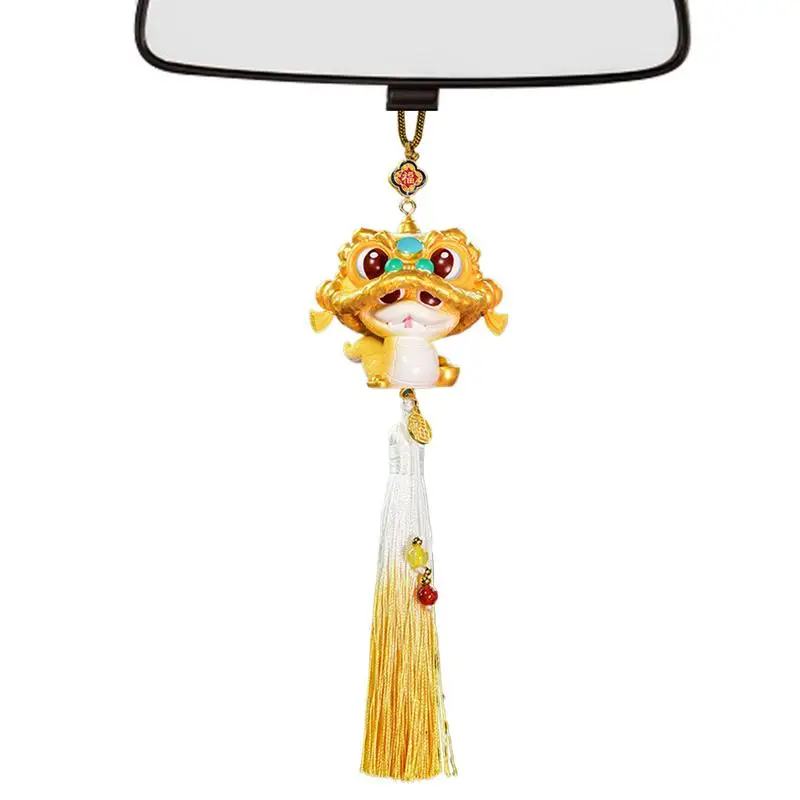 Year Of The Snake Ornament Rear View Mirrors Pendant Snake Lucky Charm Decorative Pendant With Tassels Beads For Home Kitchen