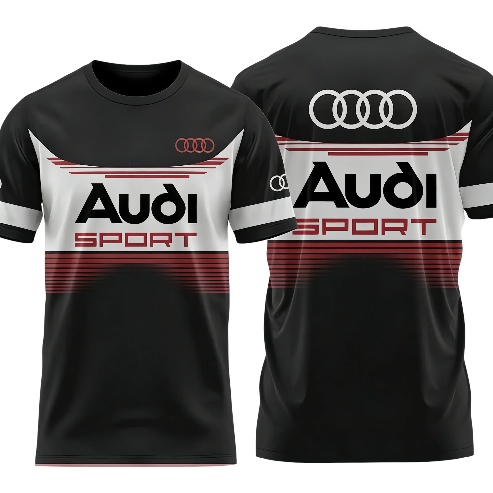 Audi Logo 3D-Druck T-Shirt Herren Sommer 2026 Feuchtigkeitsableitend Schnelltrocknend Bequemes Kurzarm-Trendshirt