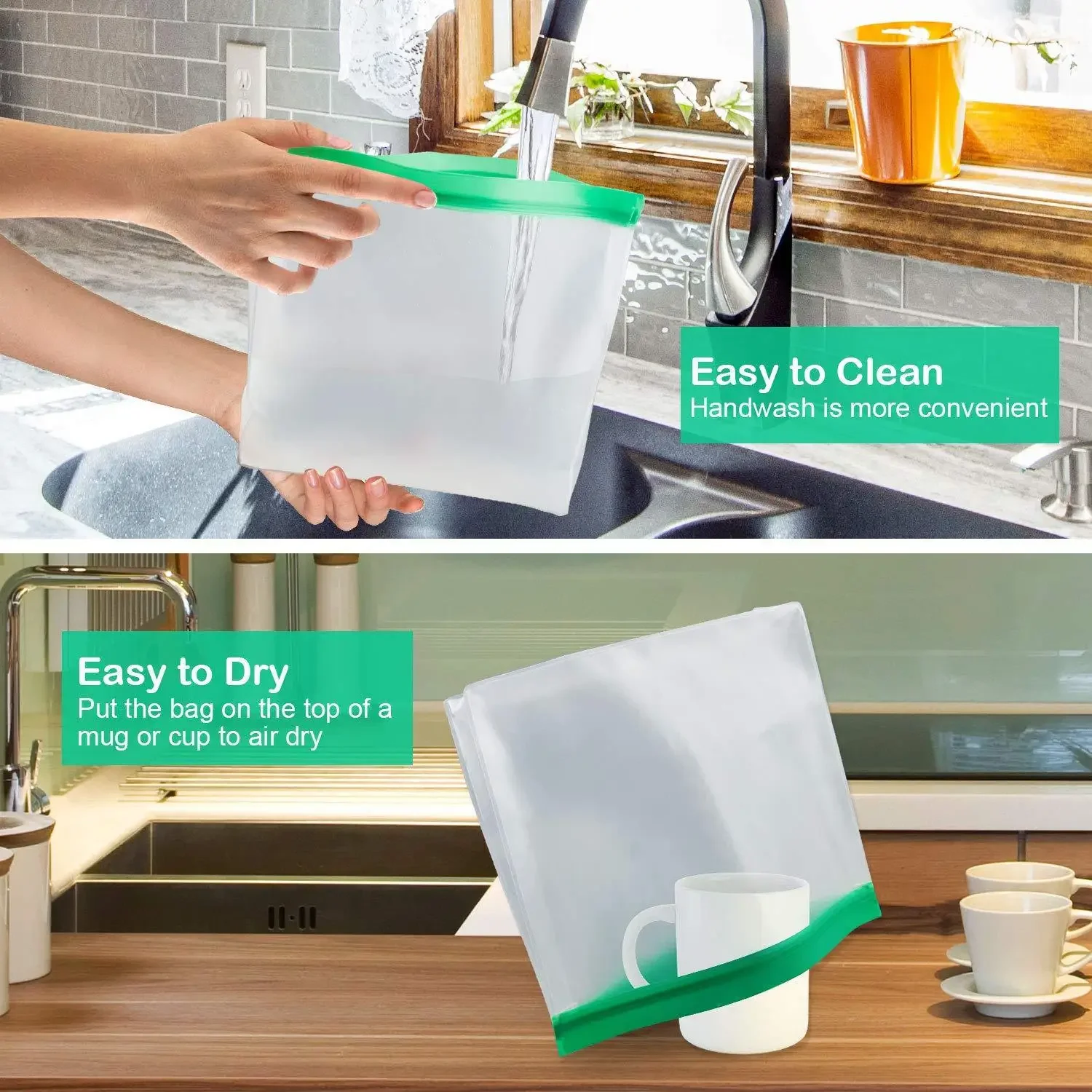 Waterproof Freezer Bags  PEVA Reusable Ziplock Multifunctional Storage Bags Leakproof Kitchen Food Packing Sealing Fresh Keeper