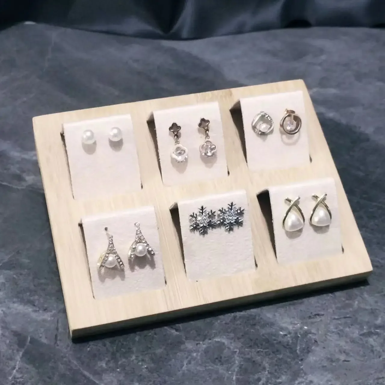

Fashion Wood DIY Storage Jewelry Tray Earring Display Cards Ring Bracelet Gift Box Jewellery Organizer Earring Holder