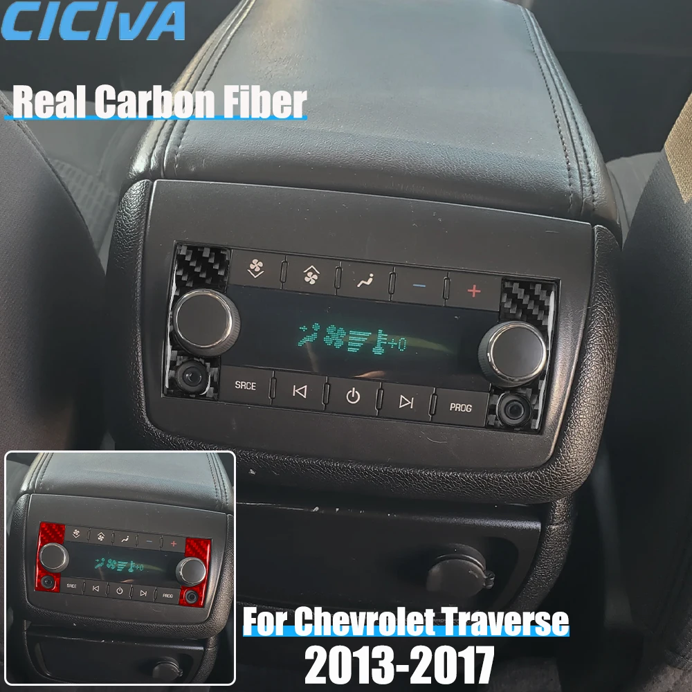 

Real Carbon Fiber Car Accessories Rear Center Console Trim Cover Soft Sticker For Chevrolet Traverse 2013 2014 2015 2016 2017