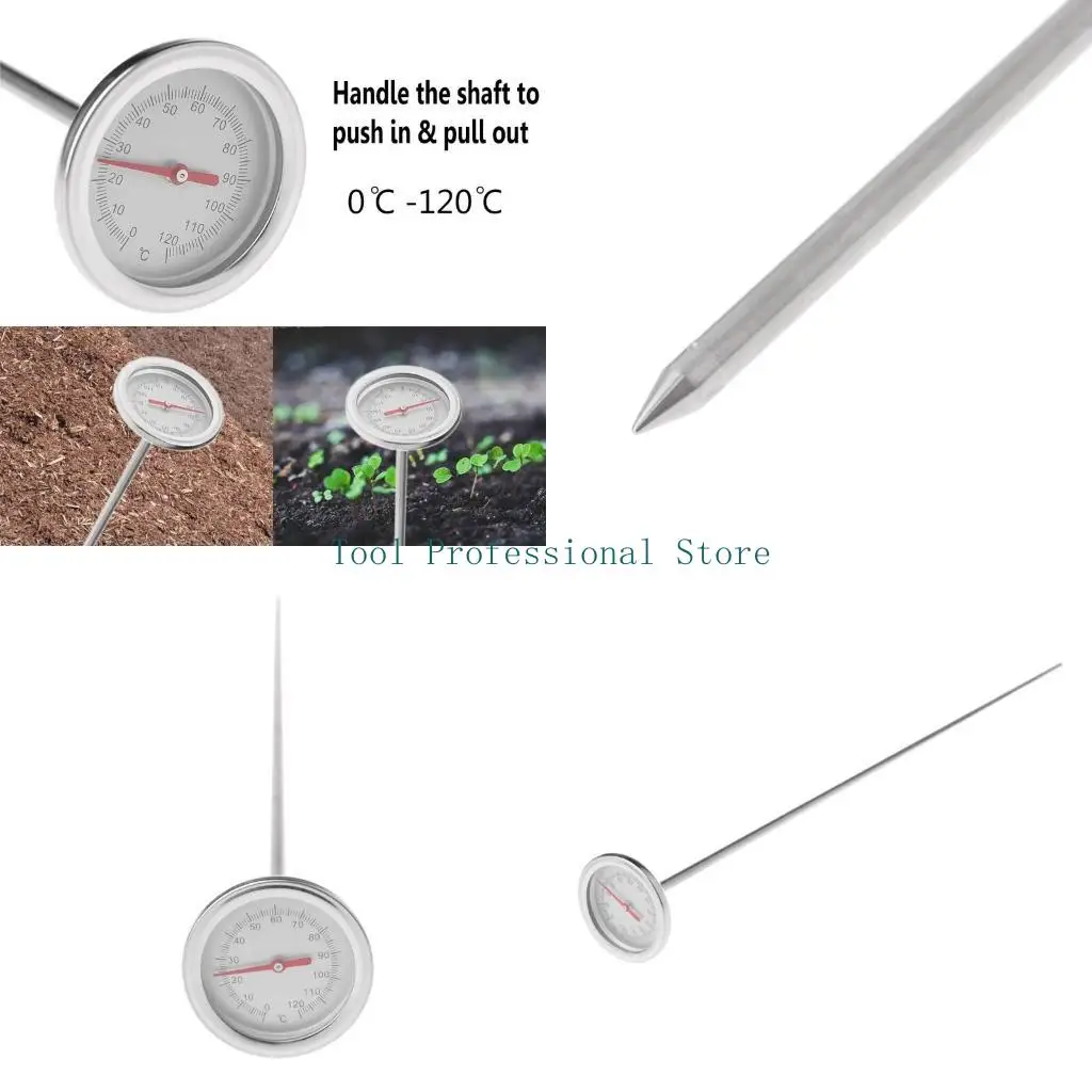 57QF 50cm Stainless Steel Compost Soil Thermometer Measuring Probe Detector 0℃-120℃