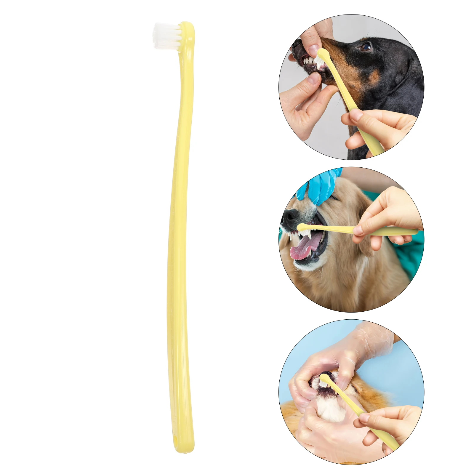 

Cat Dog Toothbrush Soft Round Deep Clean Mouth Brush Comfortable Grip Handle Easy to Use Pet Dental Care