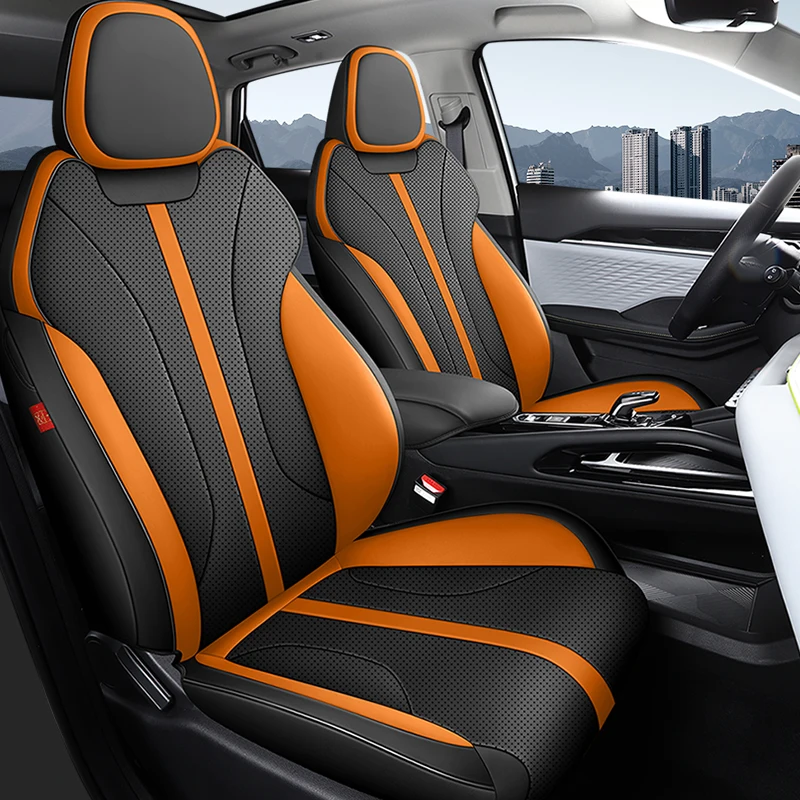 Full Coverage Leather Car Seat Covers 5 Seats Fit Geely Coolray 2023-2026 Anti-scratch Stain Resistant Vehicle Seat Cushion