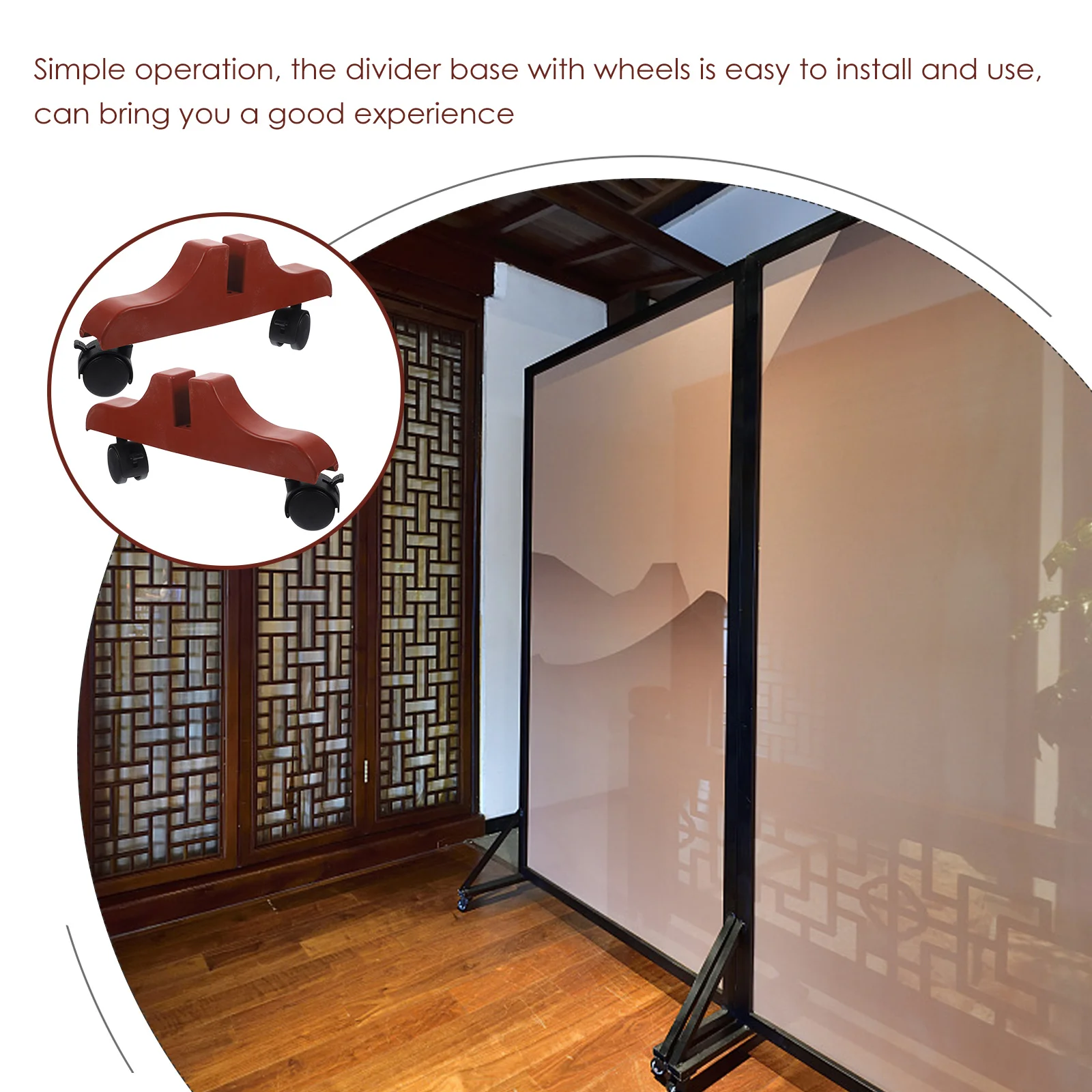 2 Pcs Screen Mobile Base Wear-resistant Divider Bracket Stand with Wheels Roller Room Partition Support Bases Office