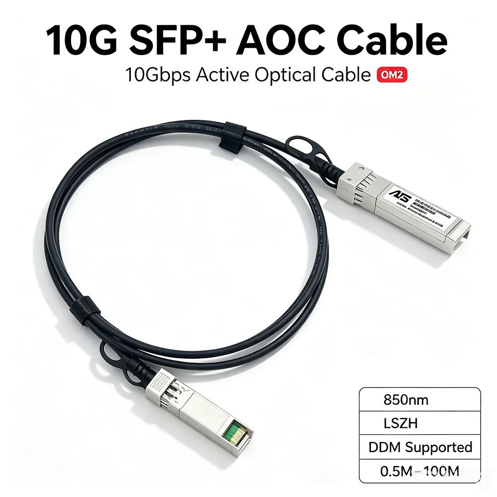10G SFP+ AOC Active Optical Cable OM2 850nm DDM Compatible Cisco Mikrotik Ubiquiti Huawei Switch LSZH Fiber Cable 0.5M-100M