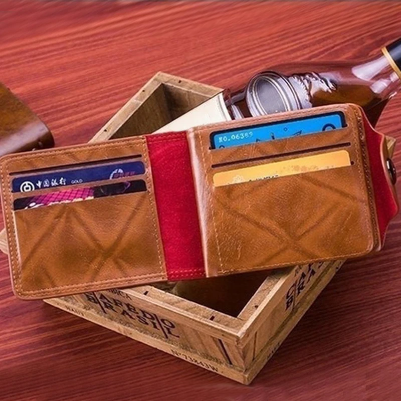 Billetera de cuero con patrón de dólar estadounidense para hombre, tarjetero de fotos, billetera de gran capacidad, 100