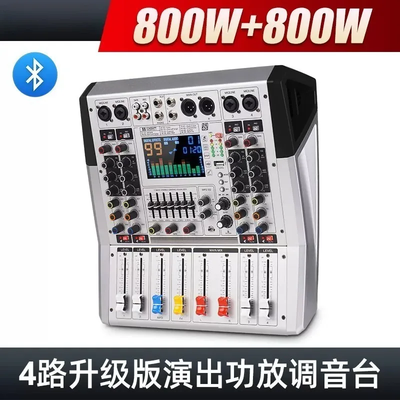 High Power Home Stage Performance Reverb Professional Mixer with Built-in Amplifier, Bluetooth USB Audio Kit