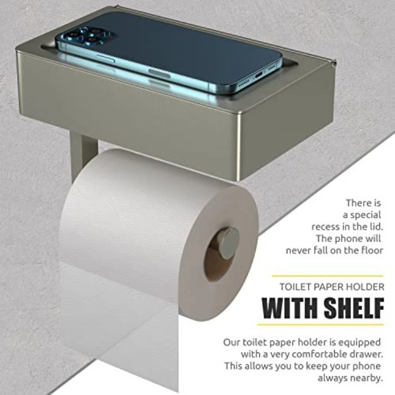 Stainless Steel Wet Wipe Box Toilet Roll Paper Holder No Drill Wall Mounted Tissue Storage Rack Bathroom Accessory