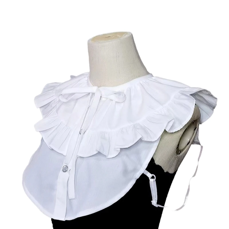 White Ruffled Collar Girls Clothes Accessiory Peterpan Half Shirt Collar Ancient Art Traditional Large Lapel Shawl DropShipping