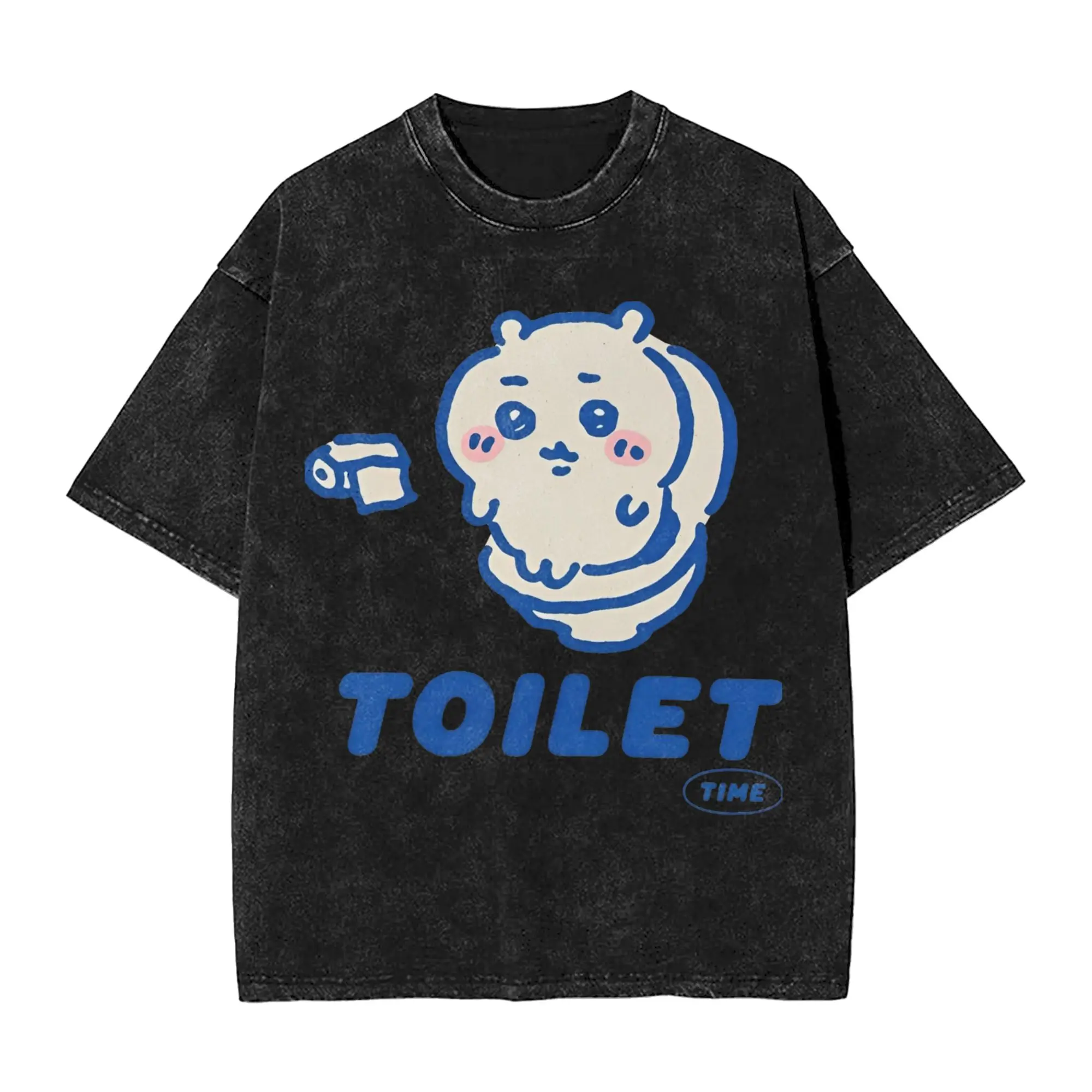 Chiikawaiis Toilet Time T-Shirt Summer  Awesome T Shirts Casual Harajuku Tee Shirt For Man Short-Sleeved Pattern Tees