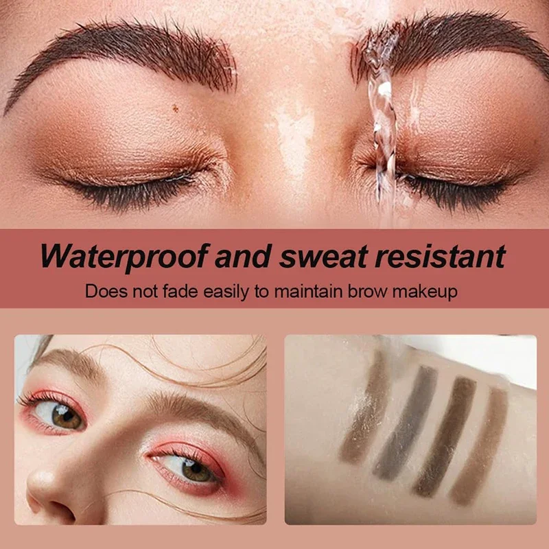 Lápiz de cejas líquido resistente al agua, Pluma de tatuaje de cejas de larga duración, 6 colores, 4 puntos, cosméticos