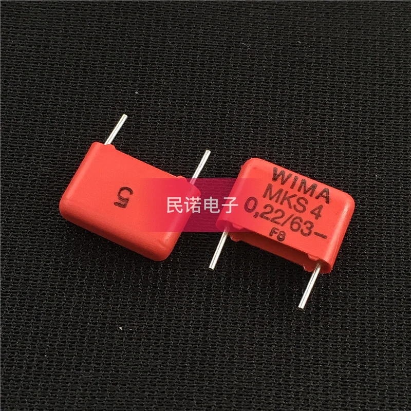 

5/10/50pcs German WIMA Film Capacitor MKS4 63V 0.22UF 63V224 220NF Pitch 10mm Audio passive capacitor