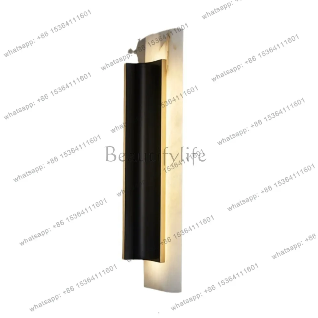 Cross-border Nordic all-copper marble luminous object background wall sales office luminous object
