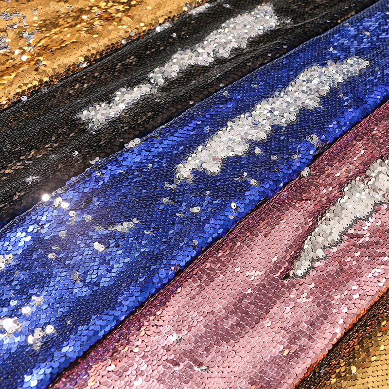 Sequin Polyester Tinting Cloth Two-tone Graffiti Clothing Fabric DIY Handmade Sewing Background Wholesale Fabrics By The Meter