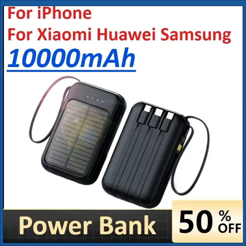 China CCC Certification Power Bank With 4 Cable Large Capacity Portable Charger Powerbank For iPhone 12 X Xiaomi Huawei