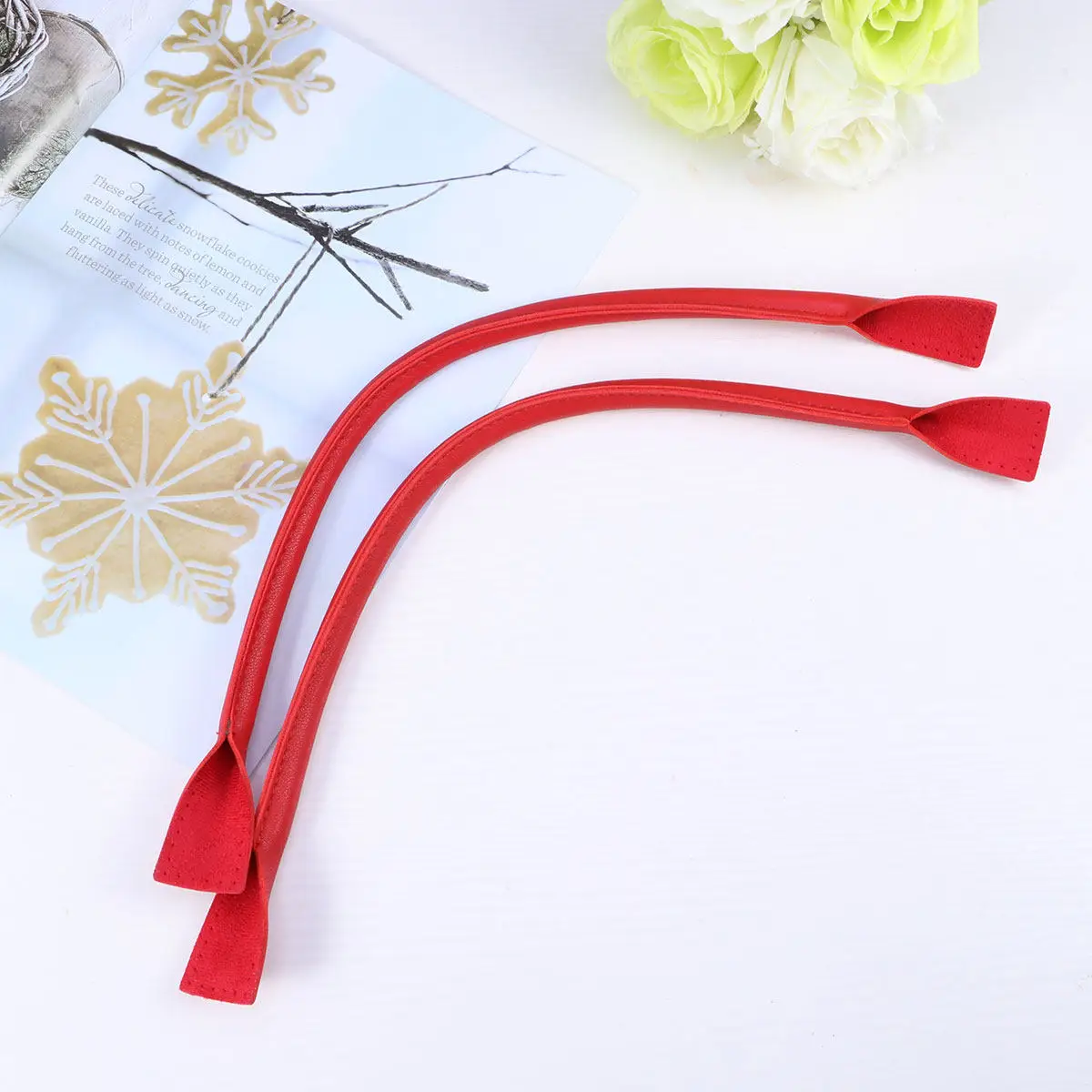 One Pair Red PU Handbag Handles Replacement Straps for Purse Bag Wallet Soft Comfortable Elegant Design
