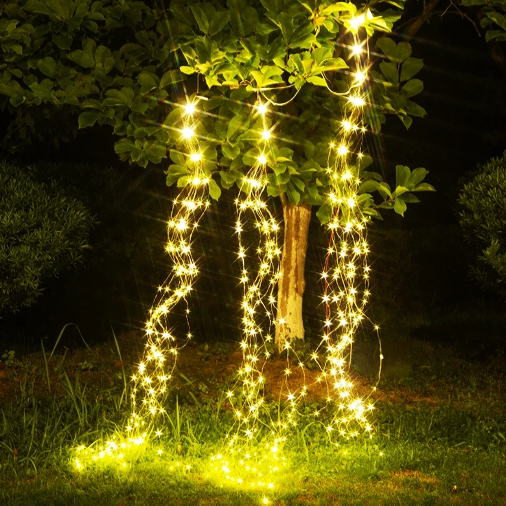 Guirxiété lumineuse solaire LED Firefly, 8 modes clignotants, guirlandes lumineuses, vigne décorative, extérieur, jardin, tente, décoration de Noël